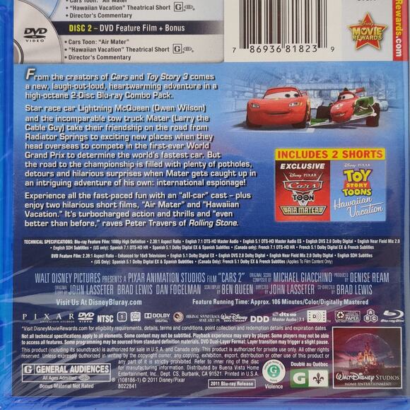 Cars 2 & 3 Blu-ray + DVD Combo Pack Disney Pixar Owen Wilson Racing Mater NEW - Picture 6 of 14